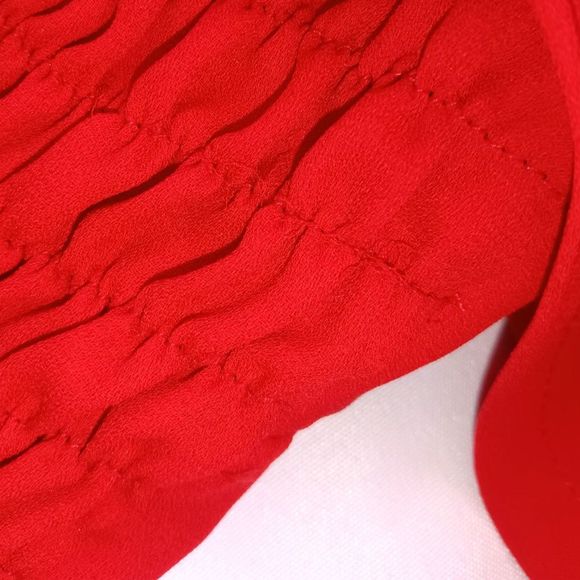 Tim's Paris 90s Red Formal Sheer Holiday Party Rhinestones Flowers Dress Small - Picture 11 of 11